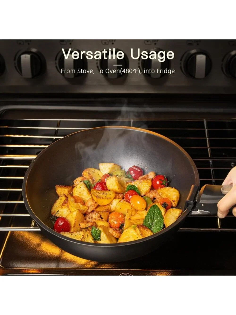 21-Piece Non-Stick Ceramic Cookware Set, Detachable Handle, Oven Safe, Induction